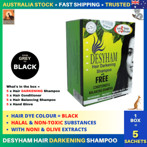 Desyham Hair Darkening Shampoo (Black) - 1 Box = 5 Sachets