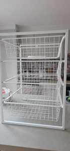 Wire Basket Storage Draws and Frames Four Tier Assembled