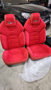 VE HSV Front Seats, Fresh Trim, Red Suede 