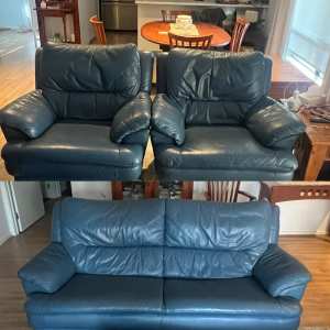 Leather Couch- Blue
