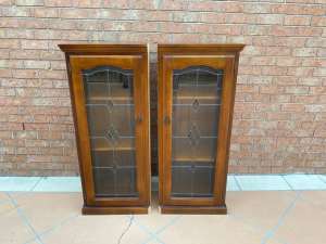 Vintage Timber Glass Display Cabinet (Pair)