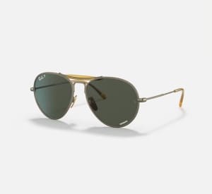 Ray-Ban Titanium RB8063 9207P1 55-16 green gold Polarised Sunglasses