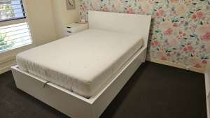 Double Bed w/ Storage - IKEA Malm Ottoman Mattress