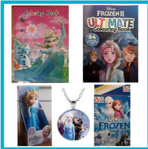NEW Frozen Books and Doll and Necklace and UNO