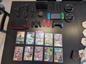 Nintendo Switch, Case, Controllers and Games!