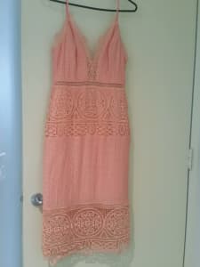 New pink long cocktail dress size 8