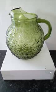 Vintage textured green glass jug