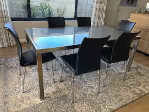 Dining Chairs - Set of 6 Black Vinyl and Chrome (TABLE NOT INCLUDED)