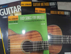 Variety of ukulele and guitar books