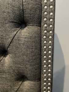 Queen Size Fabric and Metal Stud Bedhead