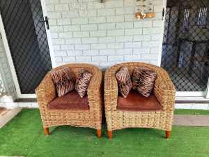 Cane patio chairs x 2
