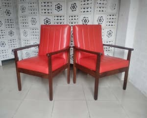 Mid Century Burnt Orange Armchairs - Delivery Available