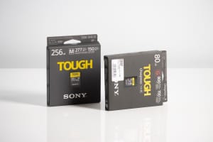 Sony TOUGH 80G CFexpress type A card and 256 SD card V60