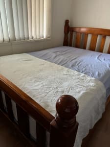 Double Sized Mattress and Wooden Bed Frame