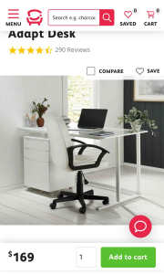 White adapt desk and matching 3 drawer filing cabinet