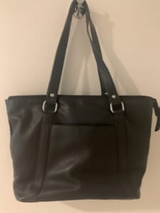 H & M black faux leather tote