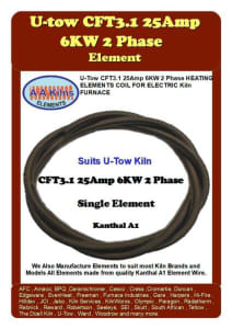 U-tow CFT3.1 25Amp 6KW 2 Phase Kiln Element