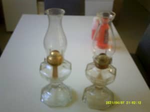 Antique Glass Oil Burning Lamps