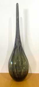 Striped art glass vase MCM contemporary