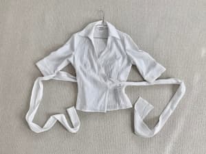 Simona White Wrap Shirt size 10