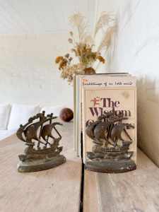 Antique Pirate Ship Bookends