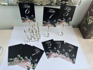 Wedding Table Number Cards Luxury Dark Floral 1-14
