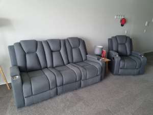 Astoria Lounge Buckskin Fabric 3 seater recliner single recliner