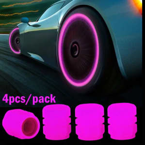 Luminous Pink Tyre Caps … recharge in daylight glow at night
