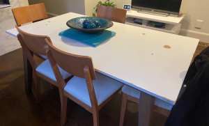 Dining table and chairs set - can be reupholster to make brand new