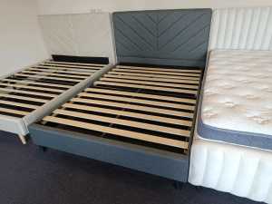 🔥New in box Double bedframe Grey linen bedframe Extra sturdy 