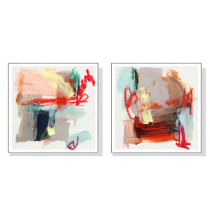 90cmx90cm Abstract Colourful Garden 2 Sets White Frame Canvas Wal...