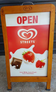 Streets icecream sign on A frame for footpath