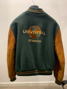 Universal Studios Jacket - woolen, suede sleeves, large, genuine