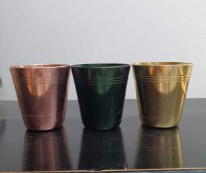 Vintage hickock andonised aluminium cups 
