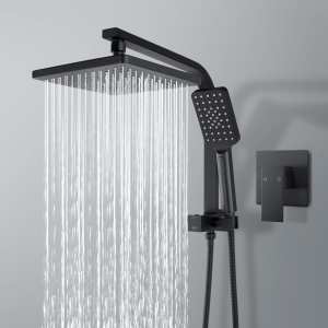 ACA HOT SALE Black Square 8 inch shower head set with shower mixer