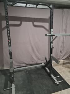 Muscle Motion Half Rack with Tricep Dip and Adjustable Bench