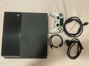 Black 500 GB PS4 console with 1 white controller and 17 games