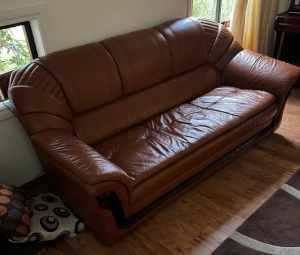 3 Brown piece Leather couch set