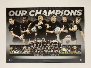 All Blacks NZ 2015 World Cup Champions 70x50cm print NEW perfect
