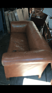 1970s Tan Leather Couch
