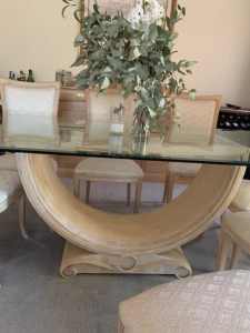 Glass top table and 8 chairs