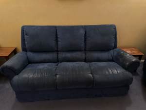 Free Suede Lounge Suite - 3 Seater Sofa/Couch 2x Recliners