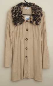 Womens Millers faux fur leopard collar trim knitted cardigan size 10
