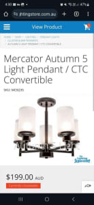 Mercator Autumn 5 Light Pendant RRP $200