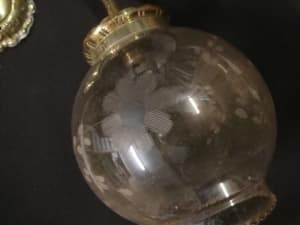 1 x Retro Vintage Antique Brass Glass Lamp 