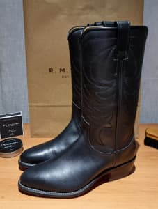 RM Williams Executive Top boot Black Yearling leather Mens 9.5G. 