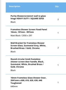 Frameless shower screen
