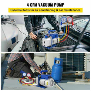 Vacuum Pump HVAC A Refrigerant R22 R134A R410A 4 Hoses Oil Drain Adap