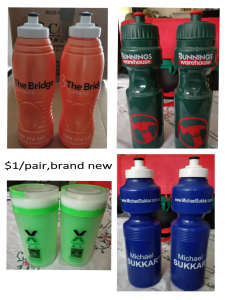 brand new, various drink water bottles, $1/pair