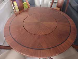 4 seater round dining table set with built-in lazy su